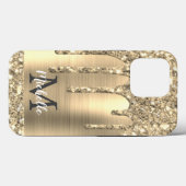 Chic Glam Gold Glitter Drift Monogram Metaal Case-Mate iPhone Case (Achterkant (horizontaal))