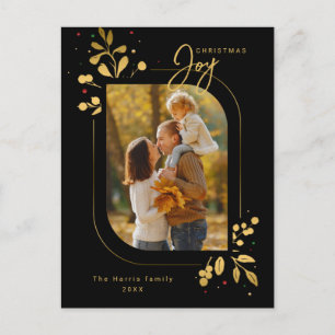 Chic Glam Gold laat Joy Calligrafie Foto Feestdagenkaart
