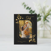 Chic Glam Gold laat Joy Calligrafie Foto Feestdagenkaart (Staand voorkant)