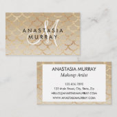 Chic Glam Gray Gold Mermaid Glitter Monogram Naam Visitekaartje (Voorkant / Achterkant)