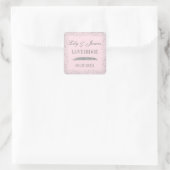 Chic Glam Gray Silver Glitter & Blush Pink Weddens Vierkante Sticker (Tas)