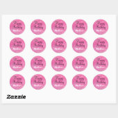 Chic Glam Happy Birthday Hot Pink Glitter Sparkle Ronde Sticker (Vel)