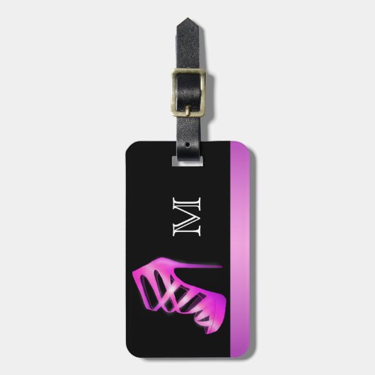 Chic Glam High Hiel Shoe Monogram Bagagelabel (Voorkant verticaal)