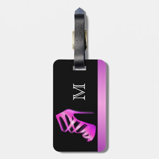 Chic Glam High Hiel Shoe Monogram Bagagelabel (Achterkant verticaal)