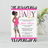 Chic Glam Modern mam roze Zebra Baby shower Kaart (Staand voorkant)