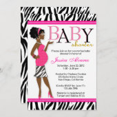 Chic Glam Modern mam roze Zebra Baby shower Kaart (Voorkant / Achterkant)