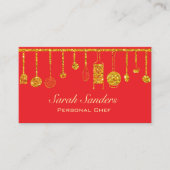 Chic glam Personal Chef Catering Gold Glitter  Visitekaartje (Voorkant)