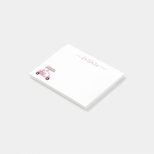 Chic Glam Personalized Golf Gal Golf Cart Post-it® Notes (Schuin)
