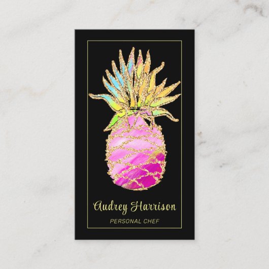 Chic Glam Pineapple Personal Chef Visitekaartje (Voorkant)