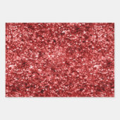 Chic Glam Red Glitter Stripes Inpakpapier Vel (Voorkant 2)