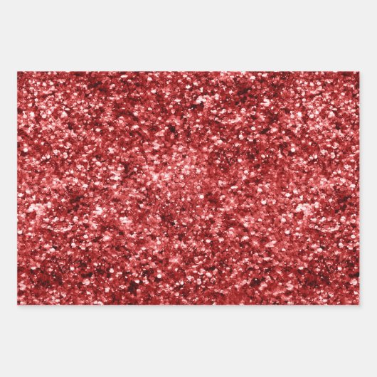 Chic Glam Red Glitter Stripes Inpakpapier Vel (Voorkant 2)