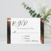 Chic Glam Roos Gold Black Wedding RSVP Informatiekaartje (Staand voorkant)