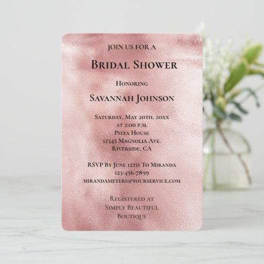 Chic Glam Roos Gold Blush Roze Vrijgezellenfeest Kaart (Staand voorkant)