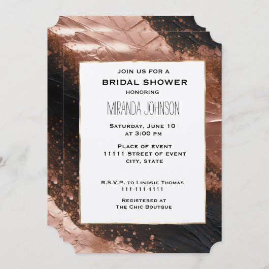 Chic Glam Roos Goud Zwart Abstract Vrijgezellenfee Kaart (Voorkant / Achterkant)