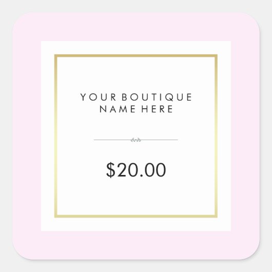 Chic Glam Roze en Goud Retail Prijs Label (Voorkant)