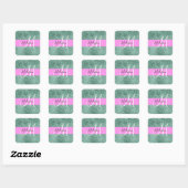 Chic Glam Roze Groen Glitter Sparkle Name Monogram Vierkante Sticker (Vel)
