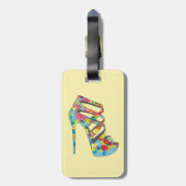 Chic Glam  Rozen Aqua High Hiel Shoe Bagagelabel (Achterkant verticaal)