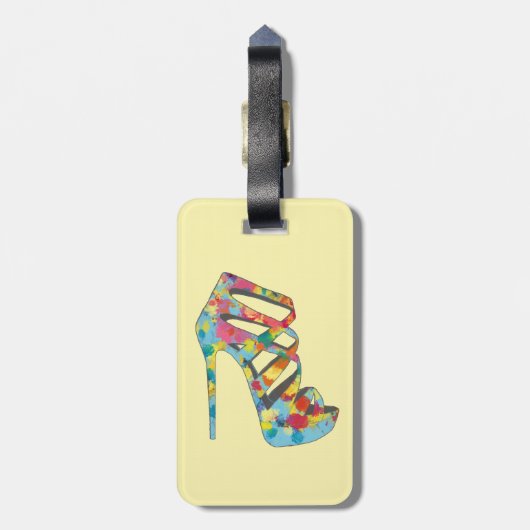 Chic Glam  Rozen Aqua High Hiel Shoe Bagagelabel (Achterkant verticaal)