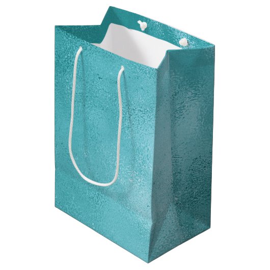 Chic Glam Turquoise Aqua Blue Medium Cadeauzakje (Voorkant Gekanteld)
