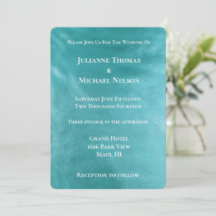 Chic Glam Turquoise Aqua Blue Wedding Kaart