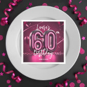 Chic Glam Vibrant Pink Neon Glow 60th Birthday Servet