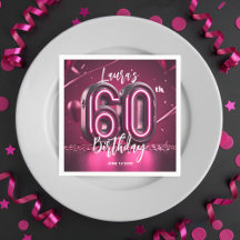 Chic Glam Vibrant Roze Neon Gloed 60e Verjaardag