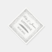 Chic Glam White & Grey Silver Glitter Wedding Servet (Hoek)