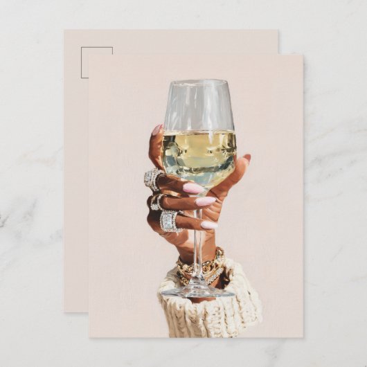 Chic Glam Wine Vibes Uitnodiging Briefkaart (Voorkant / Achterkant)