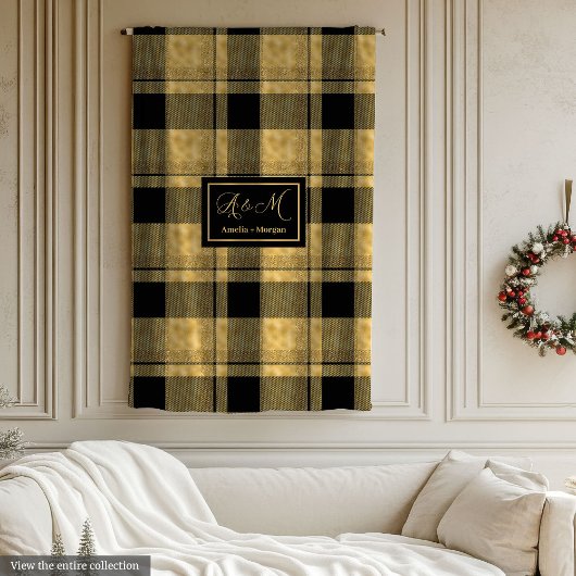 Chic Glamorous Birthday Gift Black Gold Blanket Fleece Deken