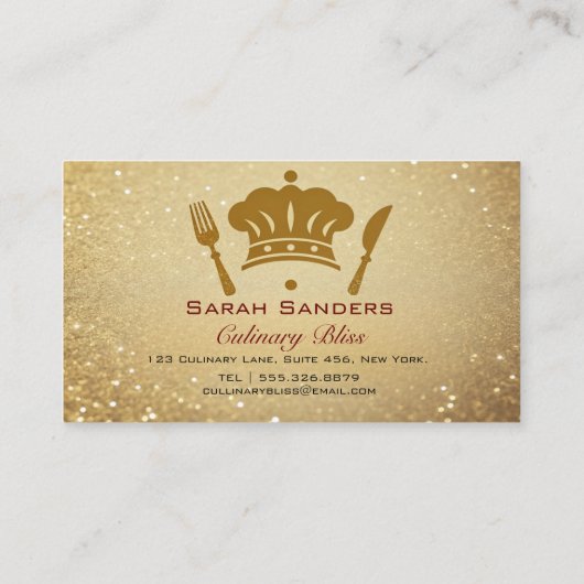 Chic glamour Personal Chef Catering Gouden Glitter Visitekaartje (Achterkant)