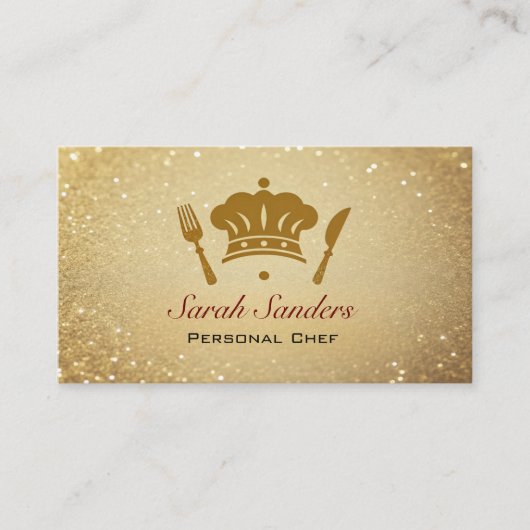 Chic glamour Personal Chef Catering Gouden Glitter Visitekaartje (Voorkant)