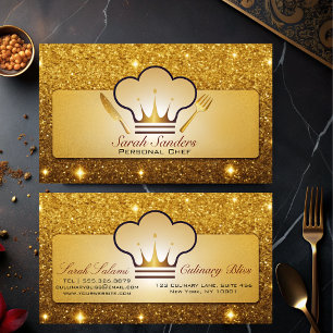 Chic glamour Personal Chef Catering Gouden Glitter Visitekaartje