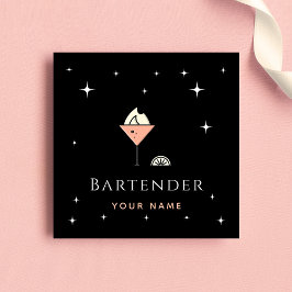 Chic Glamoureuze Bartender Night Sparkle Club Bar Vierkante Visitekaartje