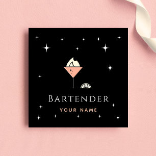 Chic Glamoureuze Bartender Night Sparkle Club Bar Vierkante Visitekaartje