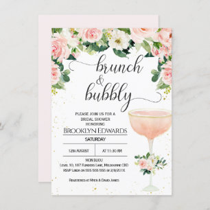 Chic Glass Brunch Bubble Bridal Shower Invitation Kaart