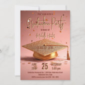 Chic Gleaming Gold Graduation Cap op Roze Kaart (Voorkant)
