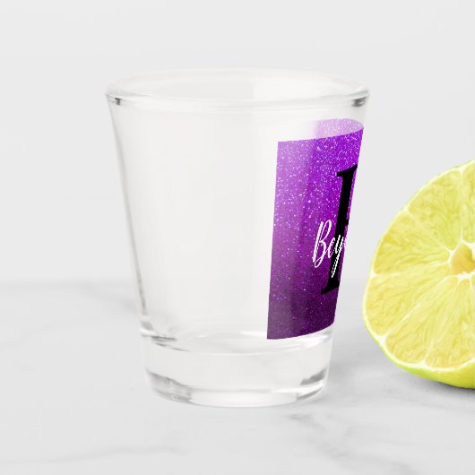 Chic Glitter Birthday Party Trendy Monogrammed Shot Glas (Links)