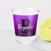 Chic Glitter Birthday Party Trendy Monogrammed Shot Glas (Voorkant)