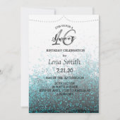 Chic Glitter Blue Confetti Sweet 16 Birthday Kaart (Voorkant)