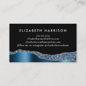 Chic Glitter Blue Folie Black Visitekaartje (Achterkant)