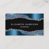 Chic Glitter Blue Folie Black Visitekaartje (Voorkant)