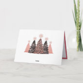 Chic Glitter Christmas Trees Pink Leopard Gray Kaart (Achterkant)