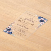 Chic Glitter Crown Drop, Blue Rozen Quinceañera Acryl Uitnodigingen (Laagn)