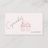 Chic Glitter Cupcake Aardbei Gestreept Visitekaartje (Voorkant)