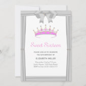 Chic Glitter Diamond Crown Sweet Sixteen Kaart (Voorkant)