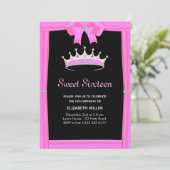 Chic Glitter Diamond Crown Sweet Sixteen Kaart (Staand voorkant)