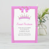 Chic Glitter Diamond Crown Sweet Sixteen Kaart (Staand voorkant)