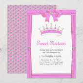Chic Glitter Diamond Crown Sweet Sixteen Kaart (Voorkant / Achterkant)