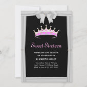 Chic Glitter Diamond Crown Sweet Sixteen Kaart (Voorkant)