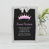 Chic Glitter Diamond Crown Sweet Sixteen Kaart (Staand voorkant)